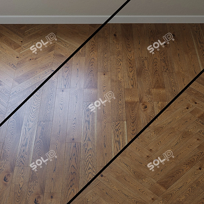 Upofloor Oak Parquet Board: Elegant French Chevron Design 3D model image 1