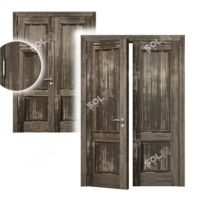 Vintage Double Door Masterpiece 3D model image 2