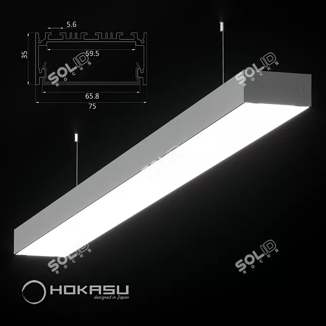 Suspended Linear Luminaire HOKASU 75/35 3D model image 1