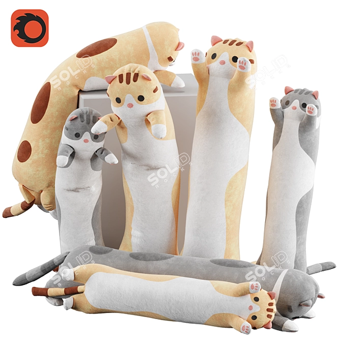 Adorable Cat Plush Toy 3D model image 1