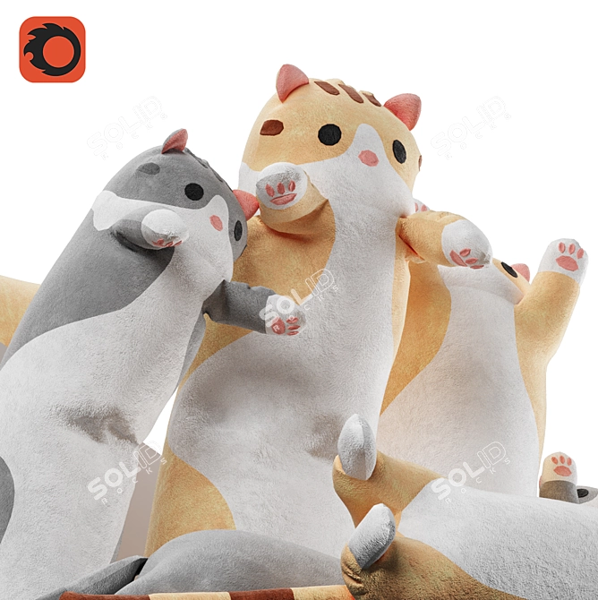 Adorable Cat Plush Toy 3D model image 2