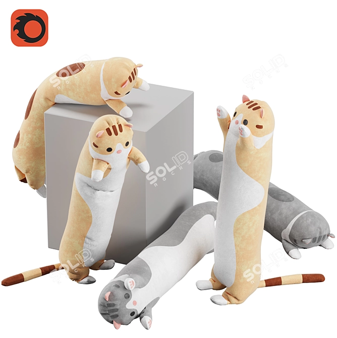 Adorable Cat Plush Toy 3D model image 3