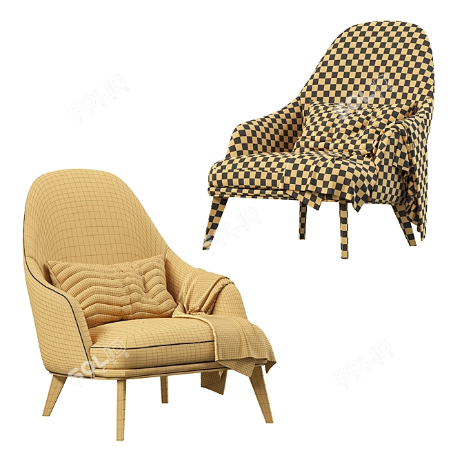 Jane Fabric Lounge Armchair 3D model image 5