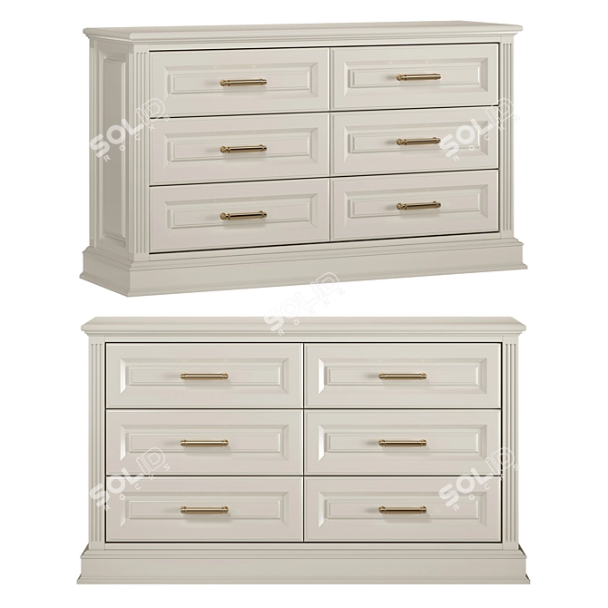 Elegant 6-Drawer Dresser - Anna 3D model image 1