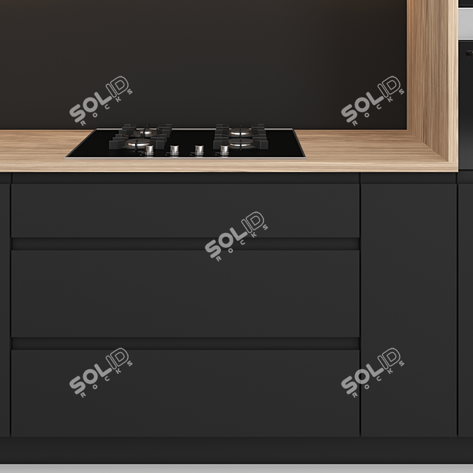 Modern Island Kitchen: Editable Modules, High-Quality Textures 3D model image 4