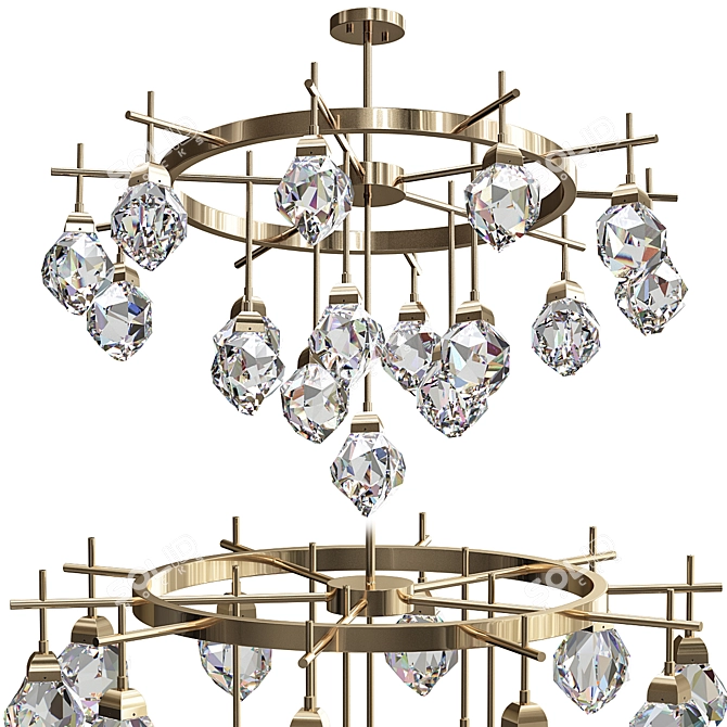 Luxury Crystal Chandelier with Tiered Shades 3D model image 1