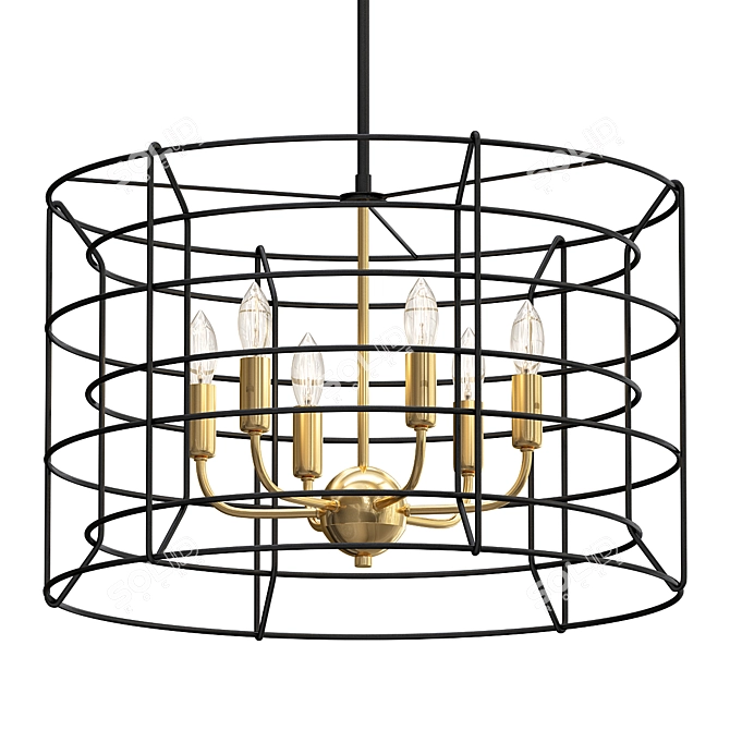 Black Mesh Pendant Chandelier 3D model image 1