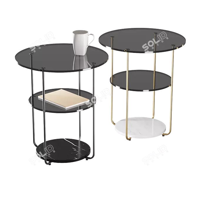 ModernMarbleSteelSideTable 3D model image 1