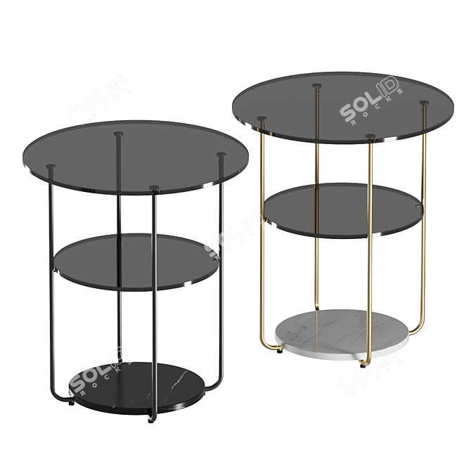 ModernMarbleSteelSideTable 3D model image 2