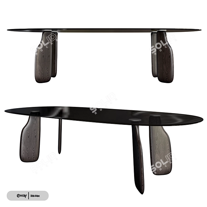 Elegant Bavaresk Oval Table 3D model image 1