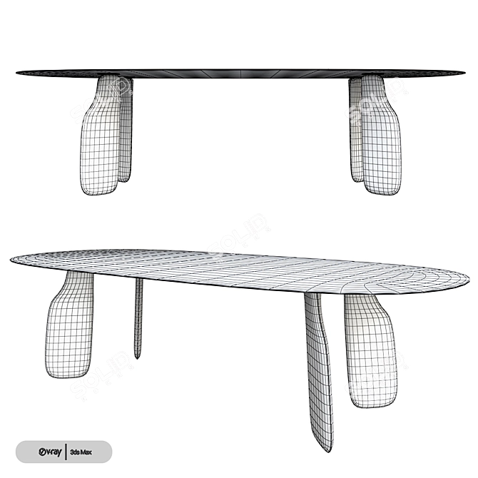 Elegant Bavaresk Oval Table 3D model image 2