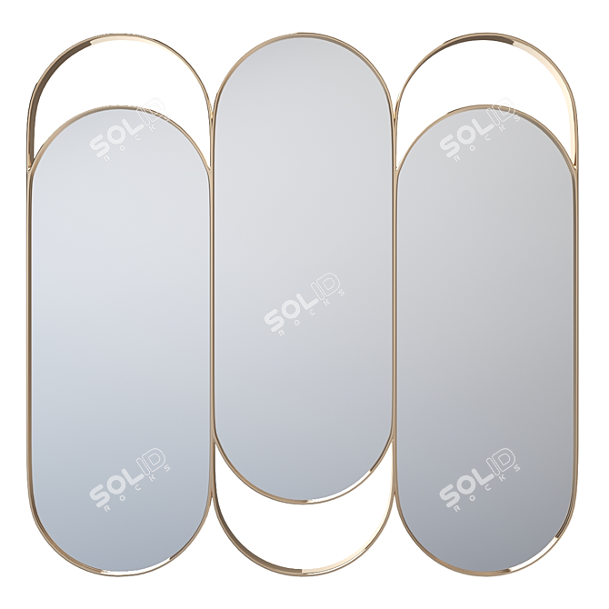 Elegant Triple Brass Mirror 3D model image 1