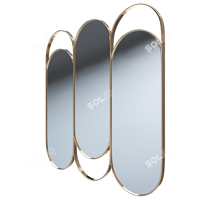 Elegant Triple Brass Mirror 3D model image 2