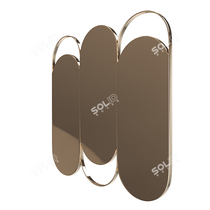 Elegant Triple Brass Mirror 3D model image 4