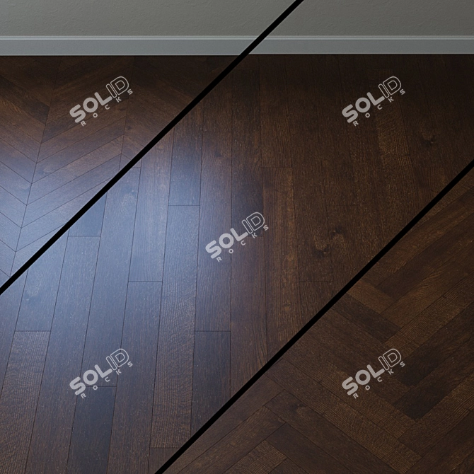 Upofloor Oak Parquet Board: French Chevron Design 3D model image 1