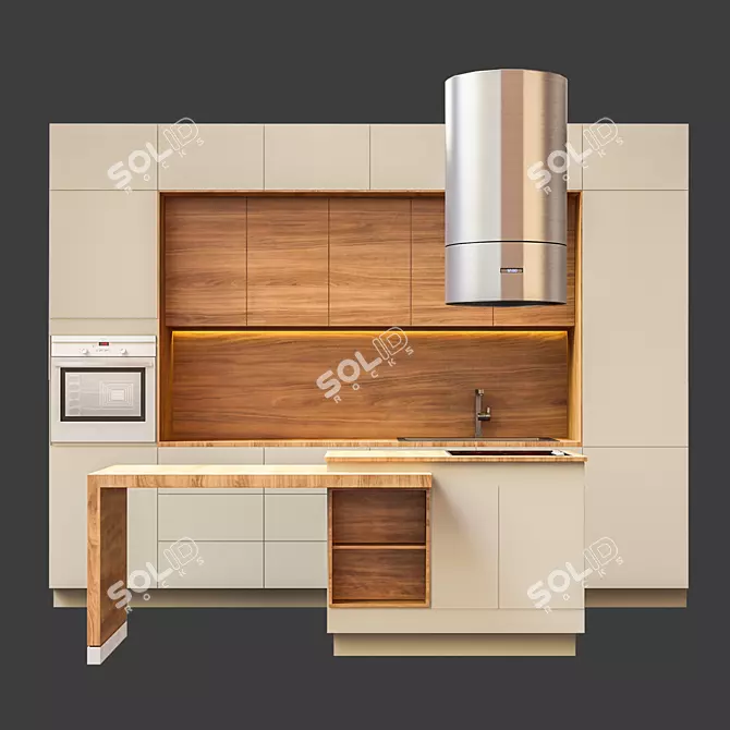 Modern Kitchen Design 3D model image 1