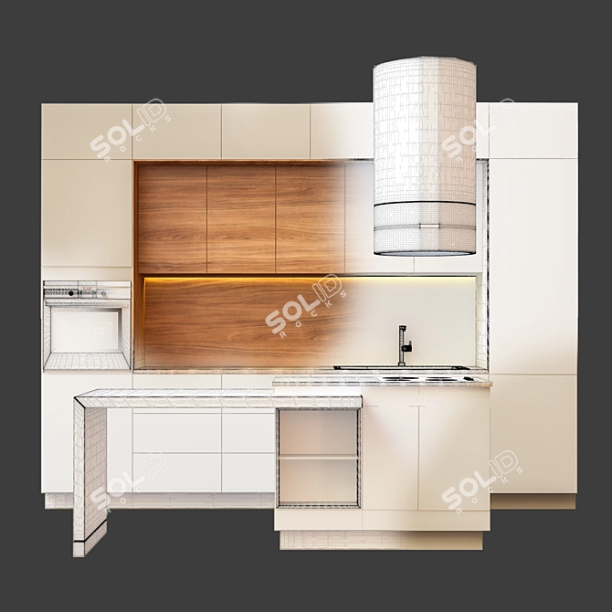 Modern Kitchen Design 3D model image 3