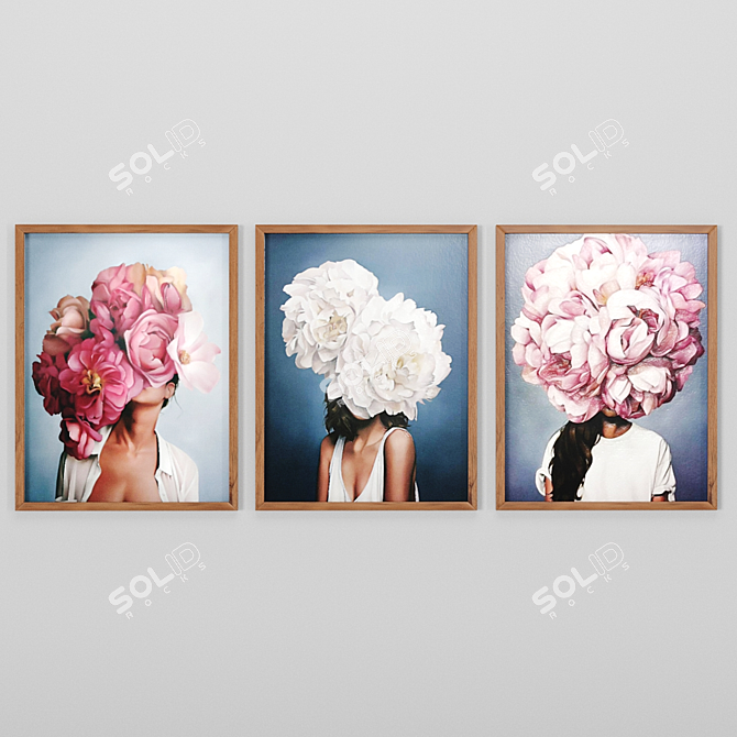 Flower Head Woman Art Frames 3D model image 2