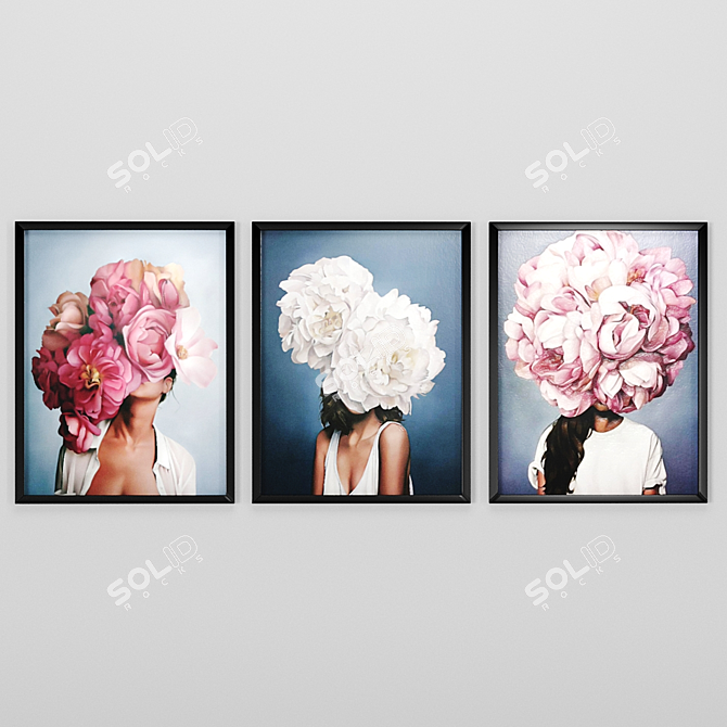 Flower Head Woman Art Frames 3D model image 3