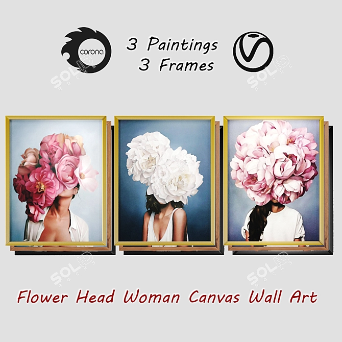 Flower Head Woman Art Frames 3D model image 4