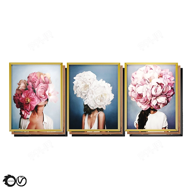 Flower Head Woman Art Frames 3D model image 5