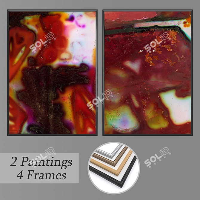 Artful Frames: Set of 2 Paintings 3D model image 1