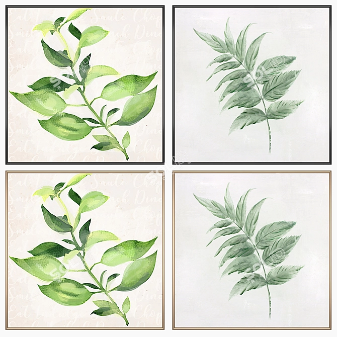 Elegant Wall Art Set with Multiple Frame Options 3D model image 2