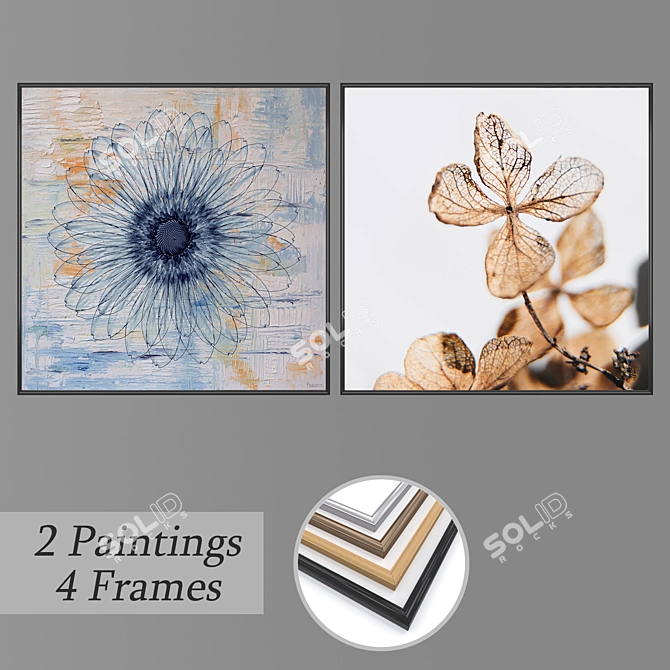 Abstract Wall Art Set with Multiple Frames 3D model image 1