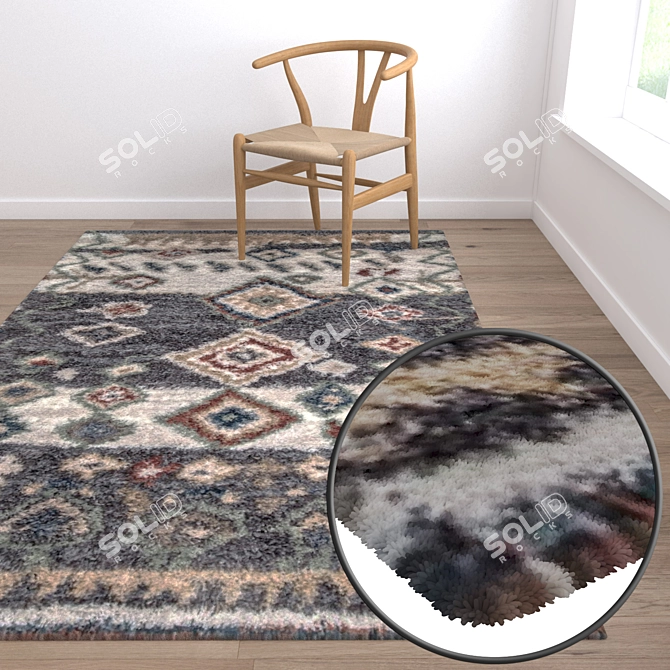 Premium 3-Piece Carpets Set 3D model image 5