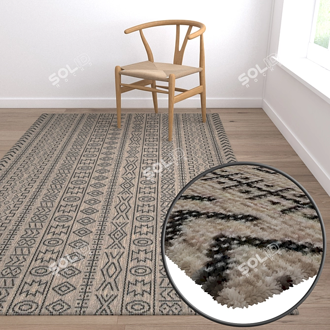 Luxury Set of 3 High-Quality Carpets 3D model image 5