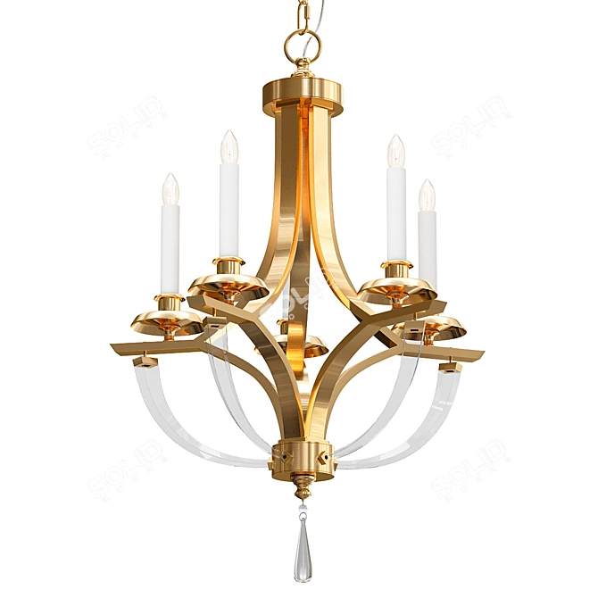 Elegant Bent Crystal Chandelier 3D model image 1