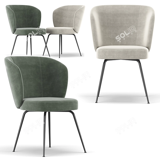 Elegant Upholstered Dining Chair 3D model image 1