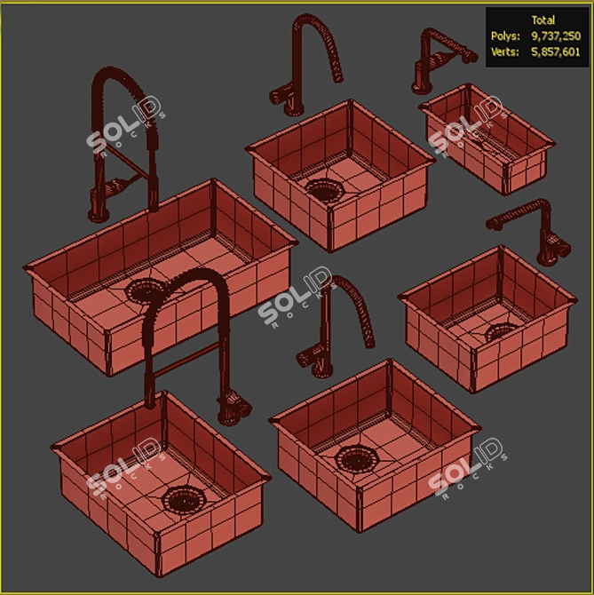 Modern Kitchen Sink Collection 2015 3D model image 2