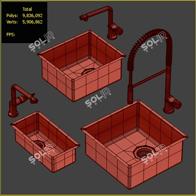 Modern Kitchen Sink Collection 2015 3D model image 4