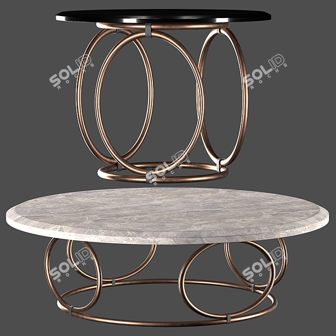 Modern Metal Table 3D model image 1