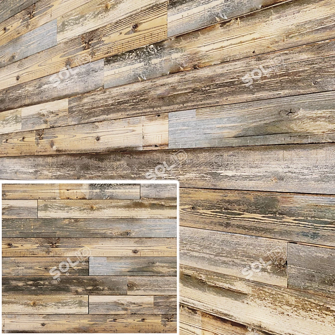Vintage Gray Cladding: Reclaimed Mill Board 3D model image 1