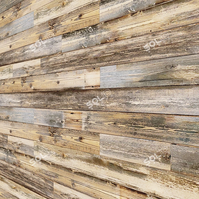 Vintage Gray Cladding: Reclaimed Mill Board 3D model image 3