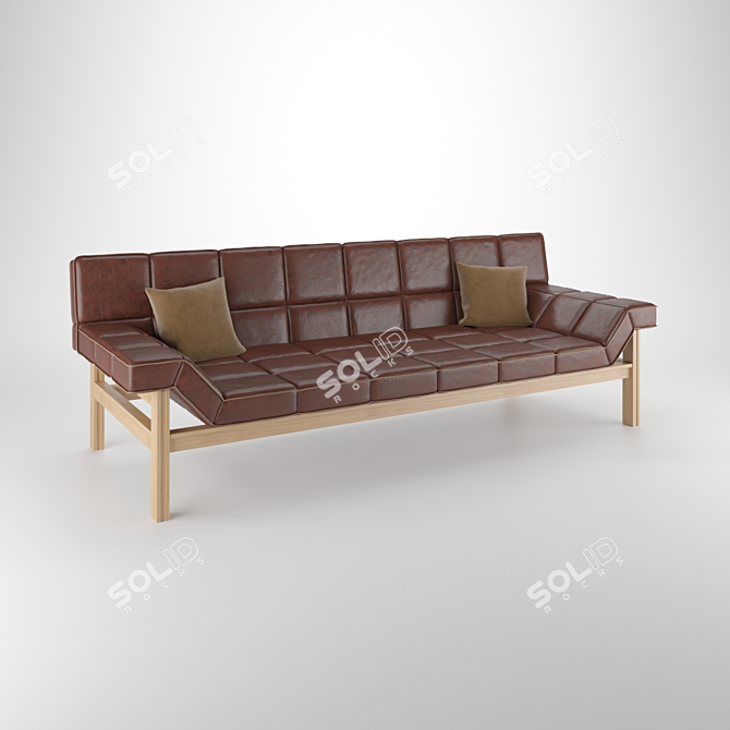 Modern Leather Sofa CB2 Drops 3D model image 1