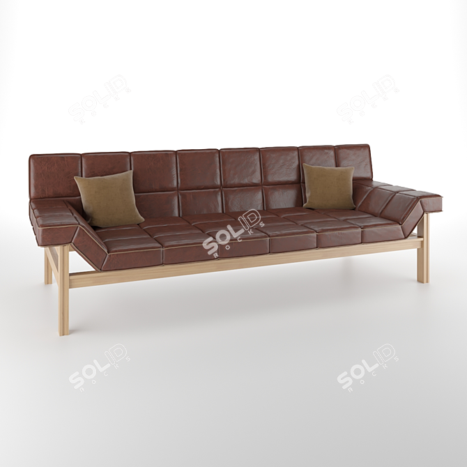 Modern Leather Sofa CB2 Drops 3D model image 2