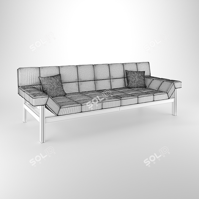 Modern Leather Sofa CB2 Drops 3D model image 4