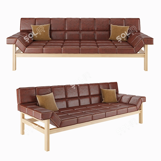 Modern Leather Sofa CB2 Drops 3D model image 5