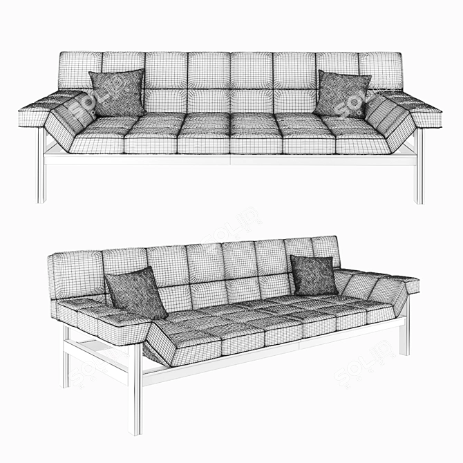 Modern Leather Sofa CB2 Drops 3D model image 7