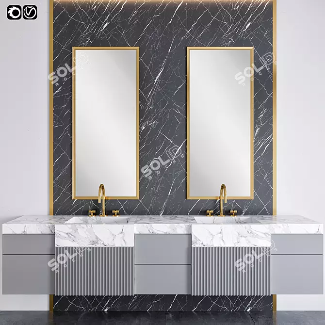 Modern 5-Piece Bathroom Furniture 3D model image 1