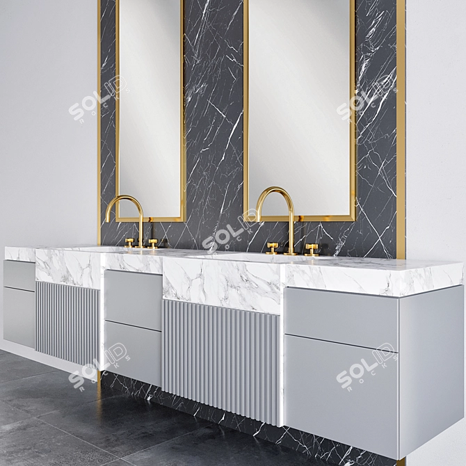 Modern 5-Piece Bathroom Furniture 3D model image 3