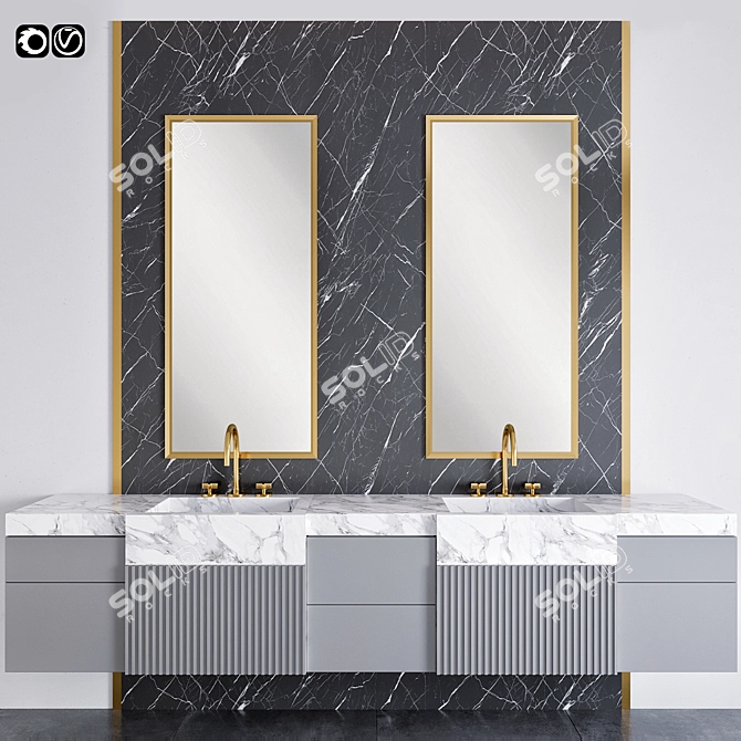 Modern 5-Piece Bathroom Furniture 3D model image 4