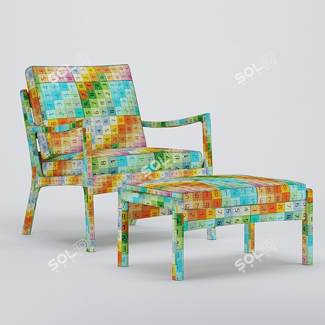 Vintage Danish Design: Senator & Puff Easy Chair Set 3D model image 4