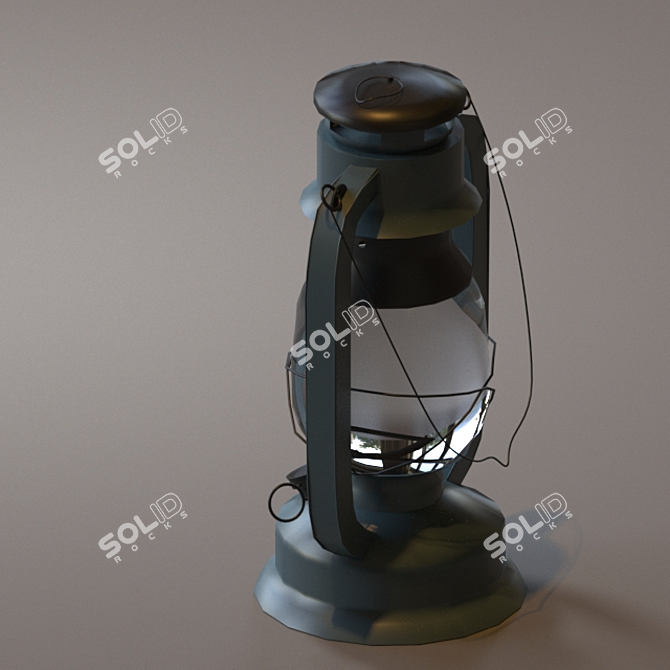 Vintage Soviet-Style Kerosene Lamp 3D model image 2
