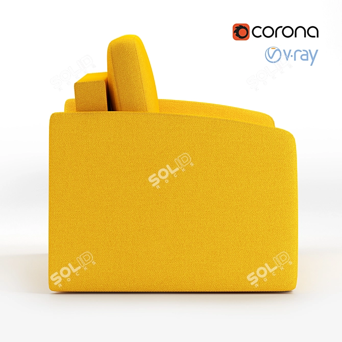 Bjork Mustard 153: Sleek and Stylish 3-Seater Sofa 3D model image 2