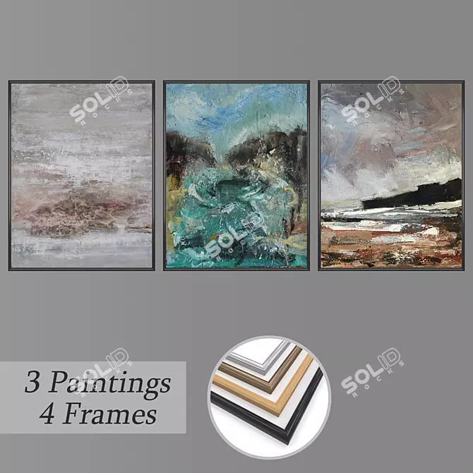 Versatile Set of Wall Paintings & Frames 3D model image 1