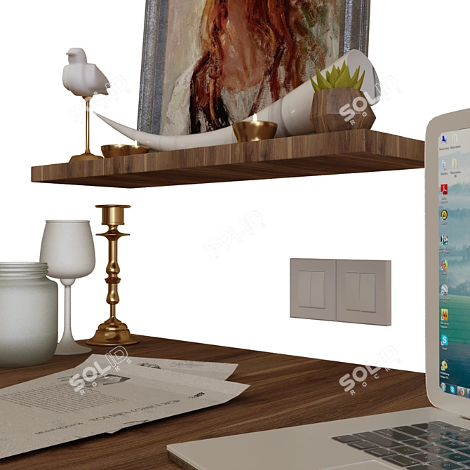 Modern Office Workstation Set 3D model image 3